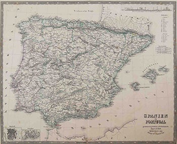 Brentzen, Emil, P.C. Friedenreich, and A. Bull - Map of Spanien Og Portgual