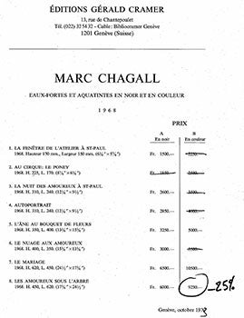 Item #51-0832 Marc Chagall. Eaux-fortes et Aquatintes en Noir en en Couleurs. Gérard Cramer, Marc Chagall.