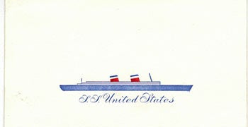 United States Lines - Engraved Note Cards for the S.S. United States