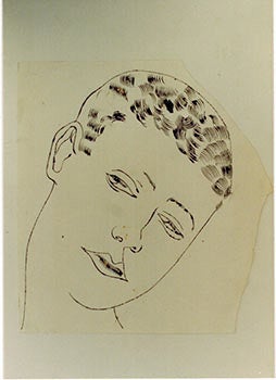Item #51-0991 Untitled, 1956 [Male portrait], Photograph of a work by Warhol. With Photocopy of...