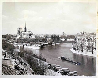 Item #51-0998 Birdseye view of the Seine with Notre Dame. René Jacquet
