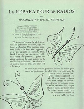 Item #51-1017 Le Réparateur de radios ou d'amour et d'eau fraîche. (Original drawings by Brassaï for the ballet and manuscript annotations by Triolet). Elsa Triolet, Brassaï, Author, Artist.