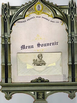 Item #51-1071 Menu Souvenir for the first day at Bergez-Frank's Old Poodle Dog Restaurant,...