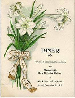 Item #51-1075 Marriage dinner for Marie Catherine Godeau and Robert Aitken Muire Bergez-Frank's Old Poodle Dog Restaurant, San Francisco, 1911. Bergez-Frank's Old Poodle Dog Restaurant.