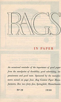 Item #51-1116 Rags in Paper. W. A. Dwiggins