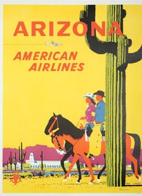 Item #51-1206 Arizona. American Airlines. First edition poster. Signed. Fred Ludekens
