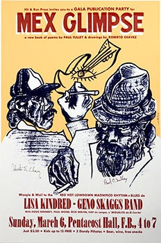 Ross, Robert [the Mendocino Bob Ross] - Poster for Gala Publication Party for Mex Glimpse by Tulley, Paul C. And Robert E. Chavez (Illustrator)