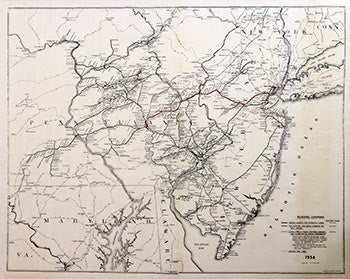 The Reading Company - Reading Company, Trackage Rights. Map of Owned, Leased and Operated Lines, Incl. The Central Rr Co, of New Jersey