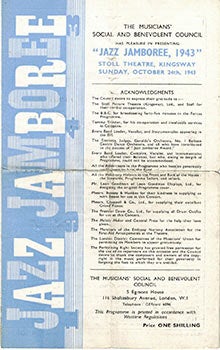 Item #51-1312 Jazz Jamboree, 1943. Stoll Theatre, Kingsway. Sunday October 24th, 1943. Carl...