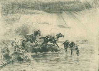 Item #51-1367 Horseman driving horses to a River. Adolf J. Jelinek Alex