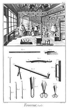 Item #51-1402 Fourreur [Furrier and tools]: Engravings from Denis Diderot and Jean Baptiste Le...