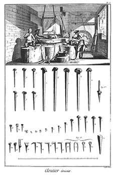 Item #51-1422 Cloutier Grossier & Cloutier d'Epingles [ Nail & Pin Making] Engravings from Denis...