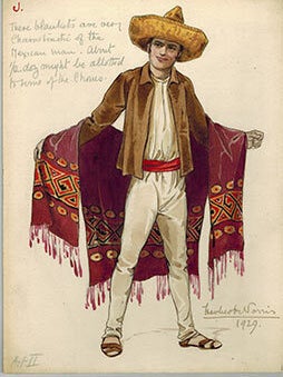 Item #51-1477 Mexican Man with a Serape and Sombrero; costume for a circa 1929 play. Herbert Norris