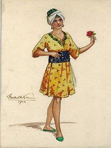 Item #51-1482 Persian or Indian Woman with a Rose; costume for a circa 1912 play. Herbert Norris