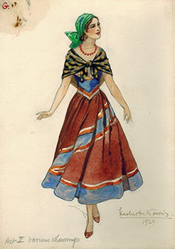 Item #51-1486 Mexican Woman in a multi-colored dress and kerchief; costume for a circa 1929...