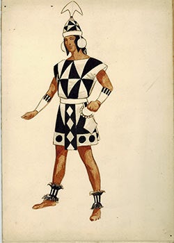 Item #51-1489 Classical Warrior with Black and White tunic with geometrical motifs. Two separate works. Herbert Norris, 1875? - 1950.