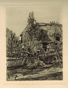 Item #51-1521 Strohhütte in Oberbayern. (Thatched Roof Huts in Barvaria). Carl Theodor Meyer-Basel