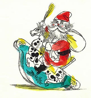 Item #51-1527 Merry Christmas: Santa on a Toy Horse. Fritz Kredel