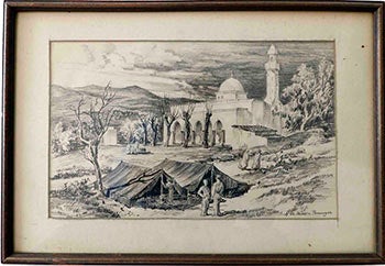 Item #51-1606 American Soldiers bivouacked next to a Mosque in North Africa. Albert Sheldon Pennoyer.