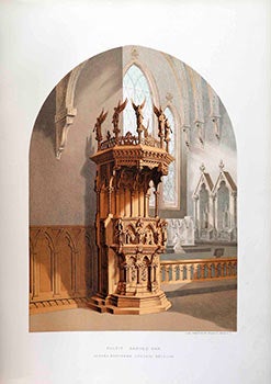 Item #51-1613 Pulpit - Carved Oak - Chaire de Chêne by Goyer Frères, Louvain, Belgique. Louvain...