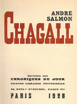 Item #51-1766 Chagall. André Salmon
