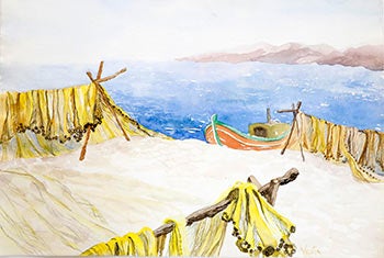 Item #51-1785 Fishing Nets in Samos, Greece. Vesta Kirby.