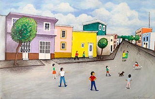 Item #51-1849 Street Scene for a Projected Book to be Entitled "My Mexico." Signed. Garth...