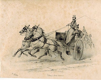 Adam, Victor (1801-1866) - Tilbury  Deux Chevaux from Suite de Voitures Modernes Et de Chevaux Harnachs