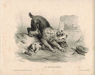 Item #51-1883 La bonne Mère. [Dog protecting her puppies]. Victor Adam