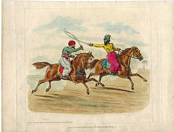 Item #51-1895 Dueling Arab Horsemen. Henry Alken, 1785 – 1851.