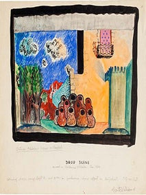 Item #51-2044 Stage Sets for an Ali Baba Pantomine. Three original gouaches. Garth Williams