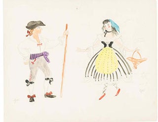 Item #51-2045 Costume Designs for a production of Mozart's "Bastien and Bastienne." Five original...