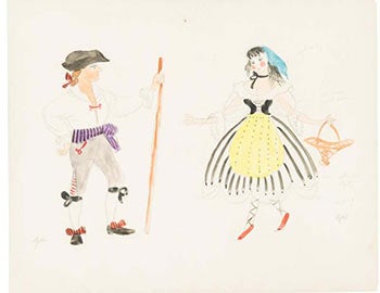 Item #51-2045 Costume Designs for a production of Mozart's "Bastien and Bastienne." Five original gouaches. Garth Williams, 1912 –1996.