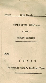 Item #51-2084 Lease of Bridge Wharf, Kentish Town, between Grand Union Canal Company and Henlys Limited (1935). London Grand Union Canal Company.