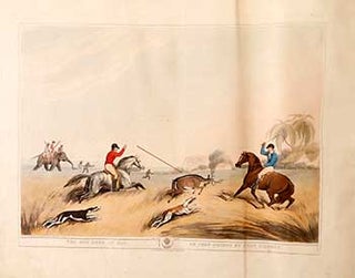 Item #51-2155 The Hog-Deer at Bay [with hunters on horses and dogs]. Plate 40 from the Second...