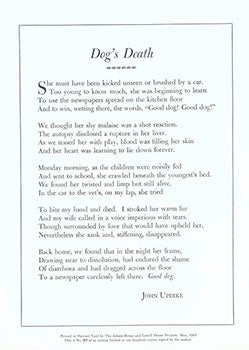 Item #51-2180 Dog's Death. John Updike
