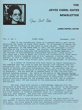Item #51-2193 The Joyce Carol Oates Newsletter. First Issue. [With the poem "Snowfall."]. Joyce Carol Oates.