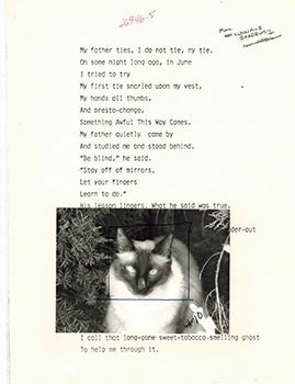 Item #51-2232 Archive of the original annotated typescript for the printer and original photographs of Lord John cats rejected for the book "Death Has Lost Its Charm for Me." Ray Bradbury, Lorrie Ziegler, writer, Phtographer.