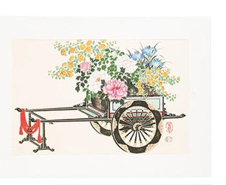 Item #51-2277 Flower Cart in Spring. Kin-u Takeshita, active circa 1930s - 1950s
