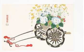 Item #51-2278 Flower Cart in Spring. Kin-u Takeshita, active circa 1930s - 1950s.