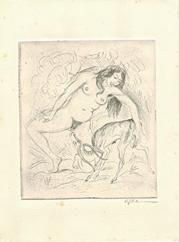 Item #51-2292 Eve with Cunnilingus by an Antelope from Sechzehn Radierungen zur Erbsünde. Eine erotische Schöpfungsgeschichte. Walther Klemm.
