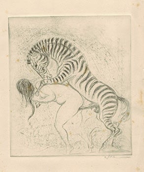 Item #51-2303 Eve having Sex with a Zebra from Sechzehn Radierungen zur Erbsünde. Eine erotische...