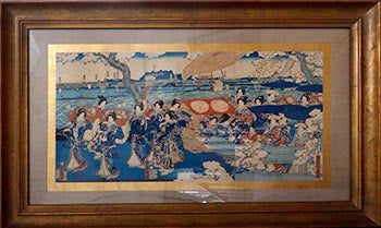 Item #51-2322 A Princess Procession. (Triptych). Utagawa Sadahide.