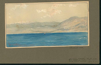 Item #51-2438 View of the Sierra Nevada Mountains in Andalucia, Spain from the S.S. Neckar in the Mediterranean Sea in 1907. Bernhardt Wall.