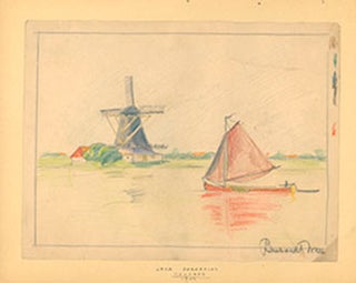 Item #51-2443 Windmill and Sailboat near Dordrecht, Holland. Bernhardt Wall