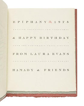 Item #51-2532 Epiphany 1978 & Happy Birthday. Laura Evans Hamady
