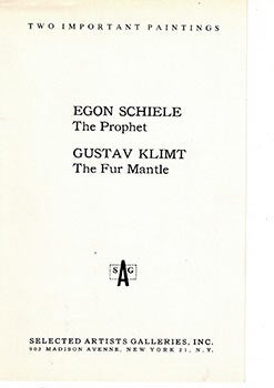 Item #51-2579 Two Important Paintings. Egon Schiele. The Prophet. Gustav Klimpt. The fur Mantle....