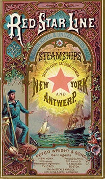 Item #51-2580 Red Star Line Steamships. New York and Antwerp. Peter Wright & Sons Gen. Agents....