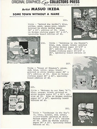 Item #51-2591 Collectors Press Catalogue for the Suite "Some Town Without a Name." Masuo Ikeda