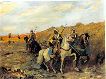 Item #51-2603 Arabs with Rifles on Horseback. I. After Adolph Schreyer, French/German.